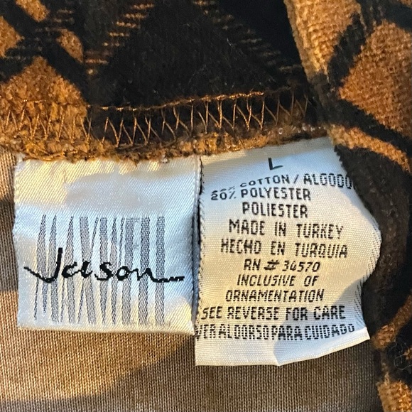 Vintage Jason Maxwell Velour Mock Neck Top Harlequin Diamond Print Large 70s 80s - Picture 5 of 5